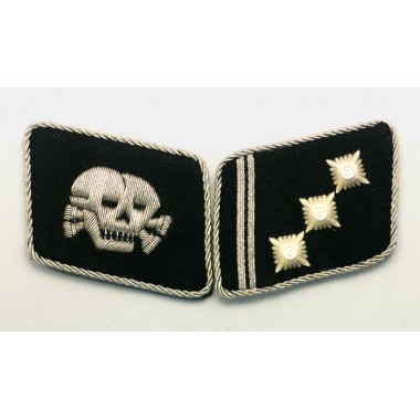 Waffen SS Skull 1st Lieutenant (SS-Oberstrumfuhrer) Collar Tabs