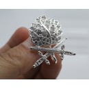 Oak Leaves with  Swords and Diamonds in Silver