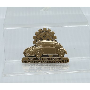 VW Factory Groundstone Laying 1938 Pin in Bronze