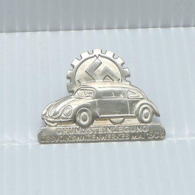 VW Factory Groundstone Laying 1938 Pin in Silver 