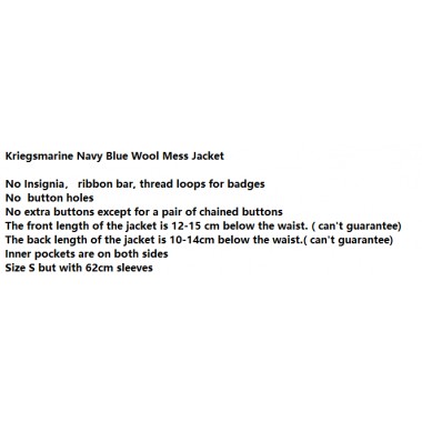 Custom Kriegsmarine Navy Blue Wool Mess Jacket  