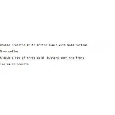 Double Breasted White Cotton Tunic with Gold Buttons