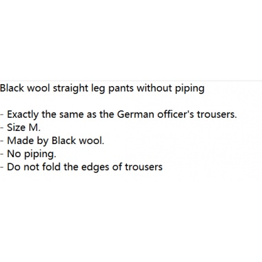 Black wool straight leg pants without piping