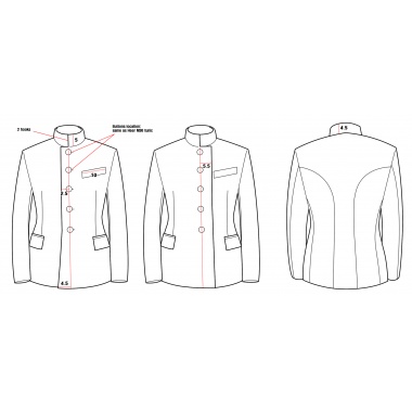 Custom made single-breasted black wool stand collar tunic