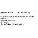 Black wool straight leg pants without piping
